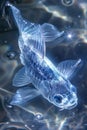 Majestic Koi Fish Swimming in Sparkling Pond with Beautiful Light Reflections on Water Surface Royalty Free Stock Photo