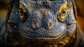 Majestic komodo dragon close up portrait, revealing ancient wisdom of peaceful predator