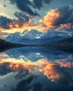 Majestic Lake With Mountains and Clouds