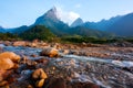 The majestic landscape with beauty mountain range, stream and rice field part 11