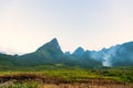 The majestic landscape with beauty mountain range, stream and rice field part 8 Royalty Free Stock Photo