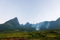 The majestic landscape with beauty mountain range, stream and rice field part 6 Royalty Free Stock Photo