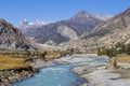 Majestic landscape and blue river in Himalayas mountains in Nepal Royalty Free Stock Photo