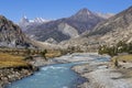 Majestic landscape and blue river in Himalayas mountains in Nepal Royalty Free Stock Photo