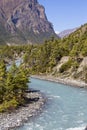 Majestic landscape and blue river in Himalayas mountains in Nepal Royalty Free Stock Photo