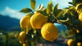 A Majestic Lemon Tree Branch Bursting with Luscious Lemons - AI Generative