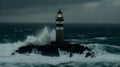 Majestic Lighthouse In The Stormy Night