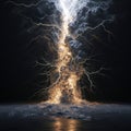 Majestic Lightning Strike Illuminating the Night Sky Royalty Free Stock Photo