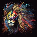 Majestic lion , artistic graphic design, portrait. Generative Ai