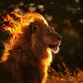 Majestic Lion in Flames