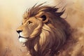 Majestic lion illustration painting. Royalty Free Stock Photo