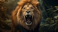 Surprised Lion: Angry By Day, Roaring At Night - 8k Resolution