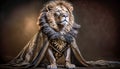 Majestic Lion, A Kingly Dressed Predator, Generative AI