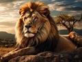 Majestic lion Made With Generative AI illustration