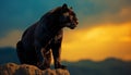 Majestic lion standing in sunset, watching tranquil grass generated by AI Royalty Free Stock Photo