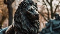 Majestic lion statue izes strength and pride generated by AI Royalty Free Stock Photo