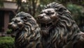 Majestic lion statue roars in Beijing outdoors generated by AI Royalty Free Stock Photo