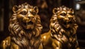 Majestic lion statue roars in the night generated by AI Royalty Free Stock Photo