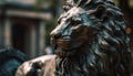 Majestic lion statue, symbol of African royalty generated by AI Royalty Free Stock Photo