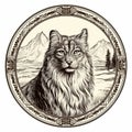 Majestic Lynx In Relief: A Qajar Art Inspired Pseudo-realistic Drawing