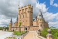 Majestic main front view at the iconic spanish medieval castle palace AlcÃÂ¡zar of Segovia