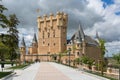 Majestic main front view at the iconic spanish medieval castle palace AlcÃÂ¡zar of Segovia