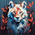 A majestic male lion illustration in low poly style