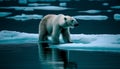 Majestic mammal floating on ice floe in tranquil Arctic wilderness generated by AI