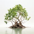Three-dimensional Mangrove Tree: Isolated On White Background