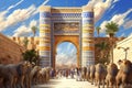 Majestic March: Procession Through Babylon\'s Ishtar Gate
