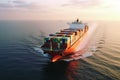 Majestic maritime journey, Large container vessel ship sails on open sea Royalty Free Stock Photo