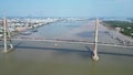 Majestic Marvel: Aerial Views of Tien Giang\'s Rach Mieu Bridge and the Mekong River