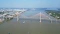 Majestic Marvel: Aerial Views of Tien Giang\'s Rach Mieu Bridge and the Mekong River