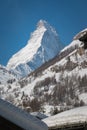 Majestic Matterhorn mountain in front of a blue sky Royalty Free Stock Photo