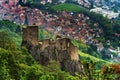 Majestic medieval castle Girsberg ruins on the top of the hill