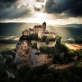 Majestic Medieval Castle Perched atop a Mountain in the Southern French Style