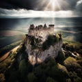 Majestic Medieval Castle Perched atop a Mountain in the Southern French Style