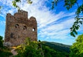 Majestic medieval castle ruins on the top of the hill Royalty Free Stock Photo