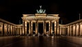 Majestic monument illuminated at dusk in cityscape generated by AI