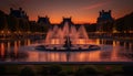 Majestic monument illuminated by street lights generated by AI