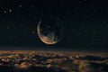 Majestic Moonrise over Cloudscape Royalty Free Stock Photo