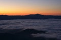 Majestic morning mountain landscape with colorful cloud.