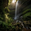 Majestic Morning Waterfall in Lush Surroundings