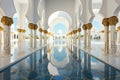 Majestic Mosque bathed in the Radiant Midday Light, Ornate Windows during the Holy Month of Ramadan