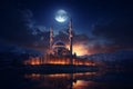 Majestic Mosque evening sky twilight. Generate Ai
