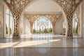 Majestic Mosque Facade in Midday Light. Patterns and Ornate Windows during Ramadan