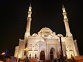 Majestic Mosque Illuminated: Admiring the Nighttime Splendor of an Architectural Masterpiece