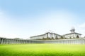Majestic mosque in Jakarta with green grass field and blue sky background Royalty Free Stock Photo