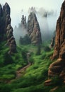 Majestic Mossy Canyon: A Scenic Hike Through Utah\'s Foggy Spires