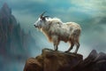 majestic mountain goat standing proudly on a cliff edge Royalty Free Stock Photo